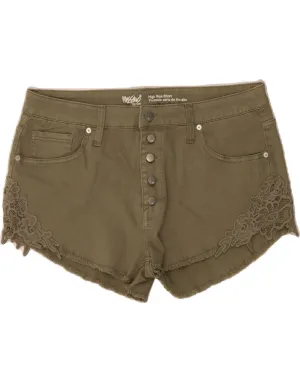 MOSSIMO Womens High Waist Denim Shorts US 18 2XL W38 Khaki Cotton Patterned Design High Street Fashion