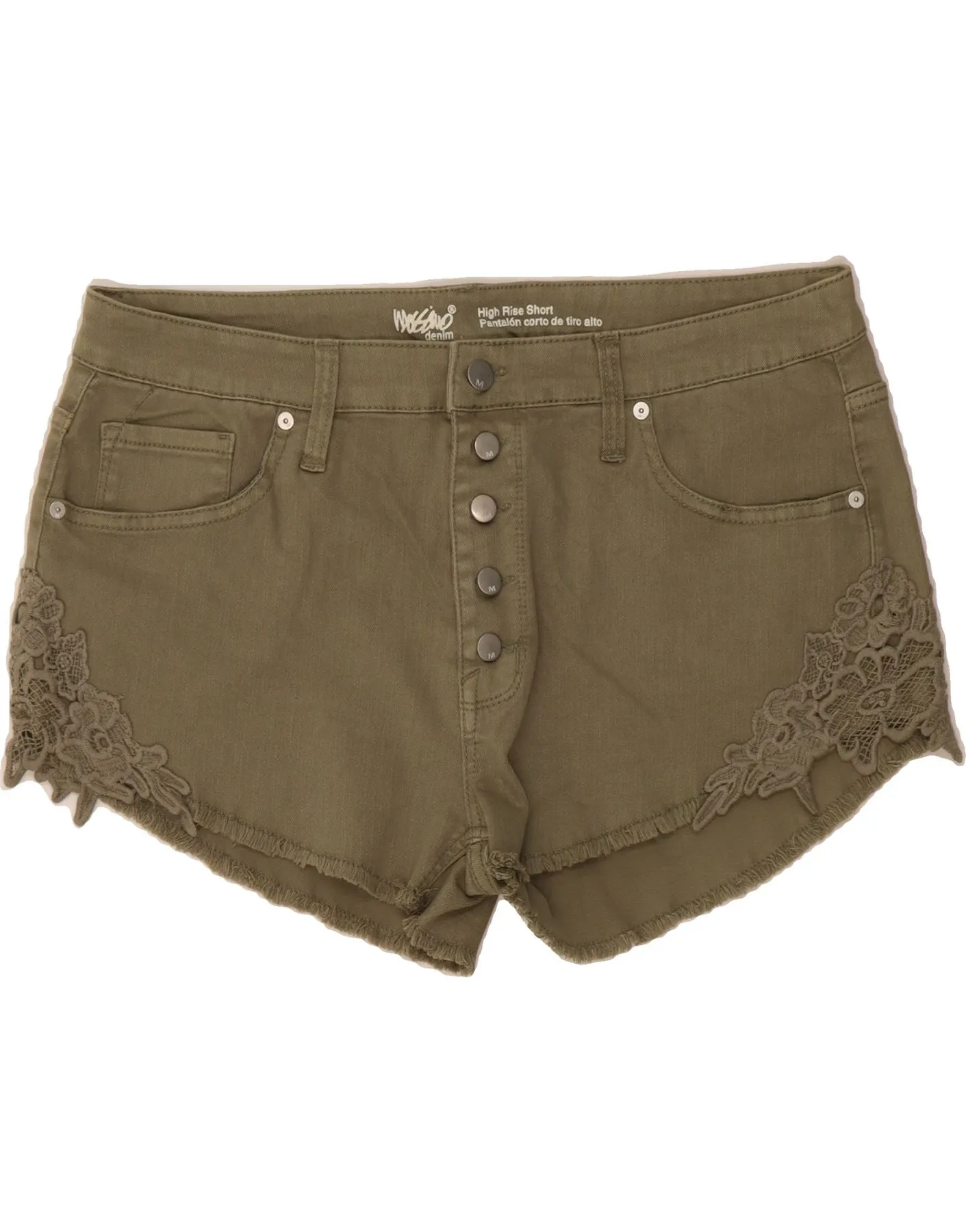 MOSSIMO Womens High Waist Denim Shorts US 18 2XL W38 Khaki Cotton Patterned Design High Street Fashion