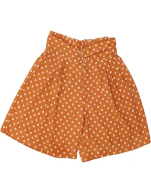 VINTAGE Womens High Waist Casual Shorts W30 Medium  Orange Polka Dot Tropical theme