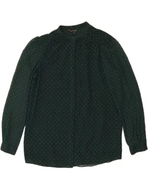 Reinforced Side Vents Eco Friendly Material MASSIMO DUTTI Womens Shirt Blouse EU 36 XS Green Polka Dot Polyester