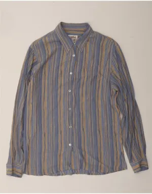 ALBA FORNARI Womens Shirt UK 14 Medium Blue Striped Water Repellent Finish