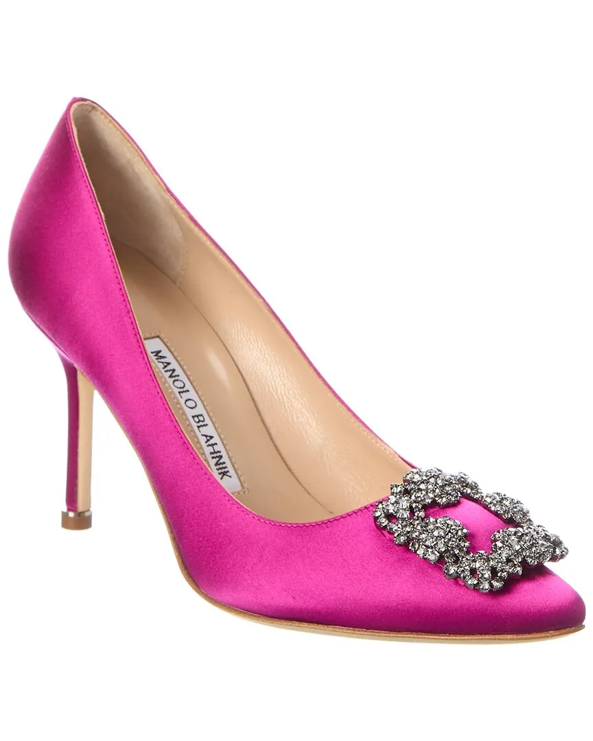 Manolo Blahnik Hangisi 90 Satin Pump foldable