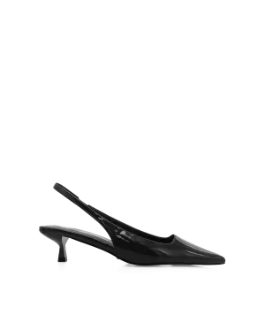 VILJA - BLACK PATENT Classic White Heels Impact Resistance