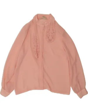 Sweat-Absorbing Snag Resistant Fabric VINTAGE Womens Shirt Blouse IT 42 Medium Pink Floral Polyester