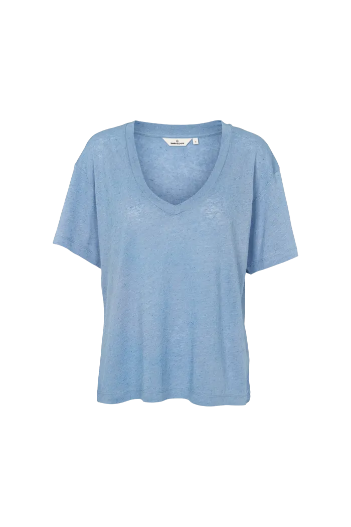 Ryda V-Neck Tee - Blissful Blue Minimal Design