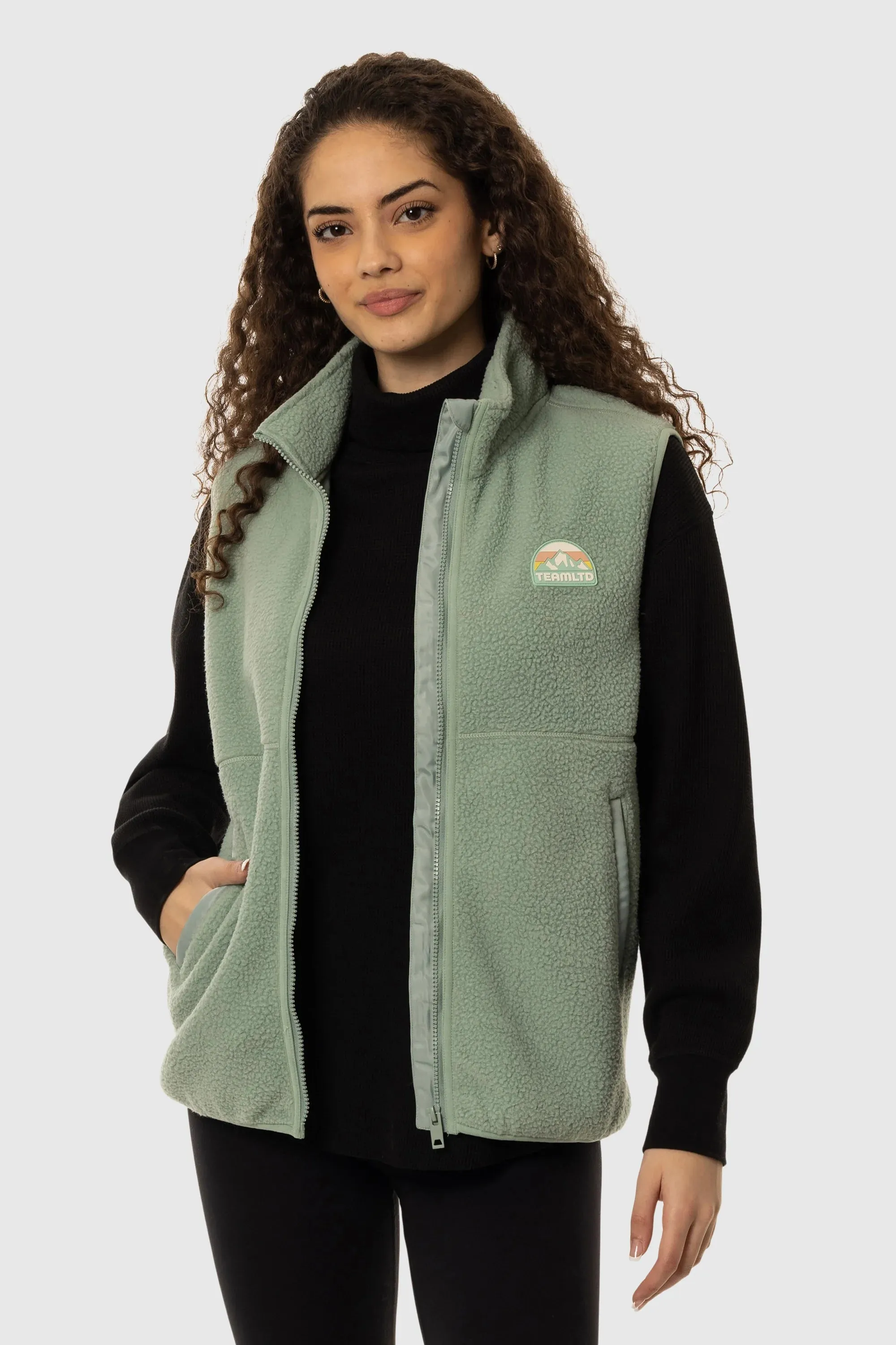 Sage Sherpa Vest Layer Relaxed