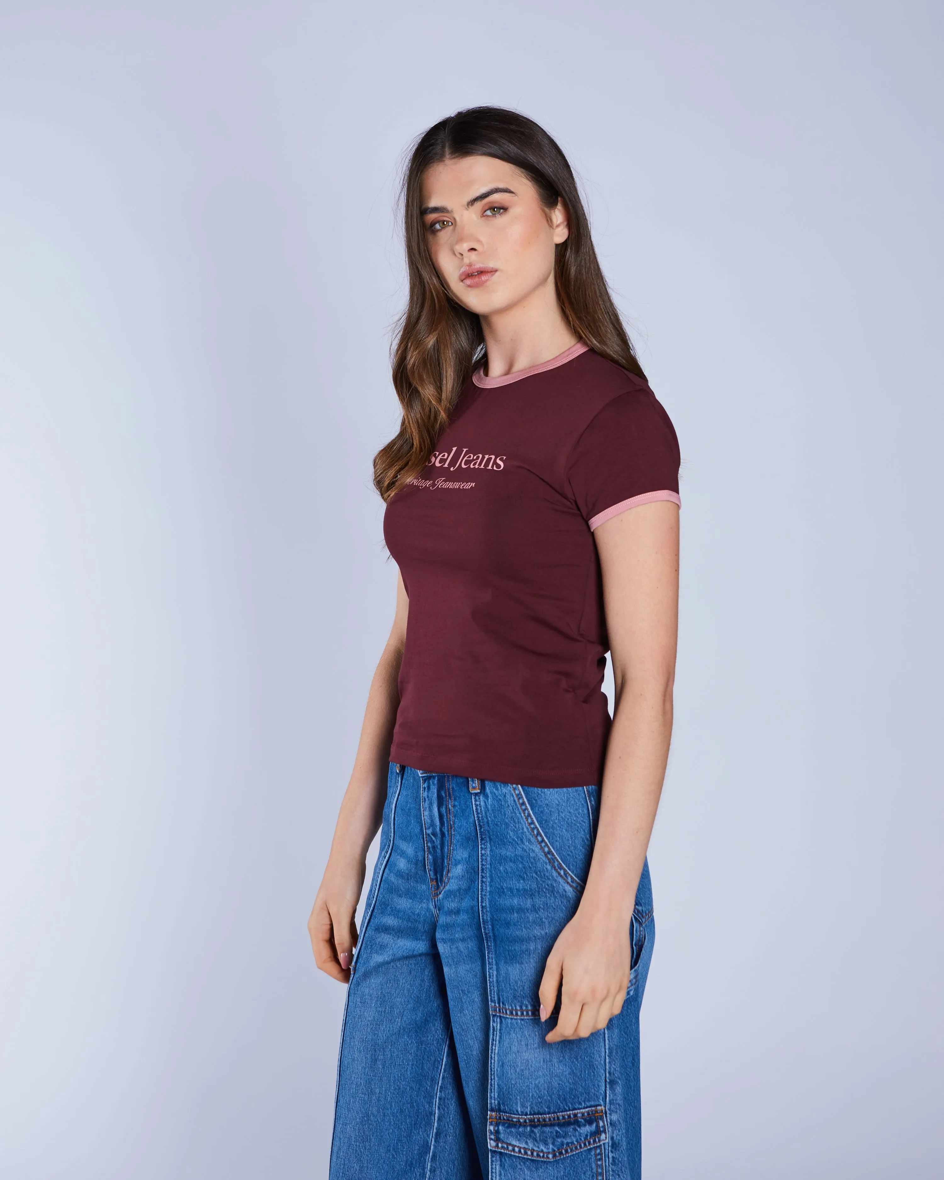 Minimalist Aesthetic Vintage Style Bowen Tee Deep Cherry