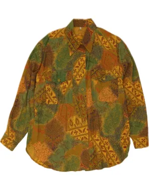 High-Quality Craftsmanship Double Stitched Hems VINTAGE Womens Shirt EU 46 XL Green Patchwork Viscose