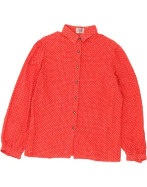 VINTAGE Womens Shirt IT 44 Medium Red Floral Cotton checkered pattern
