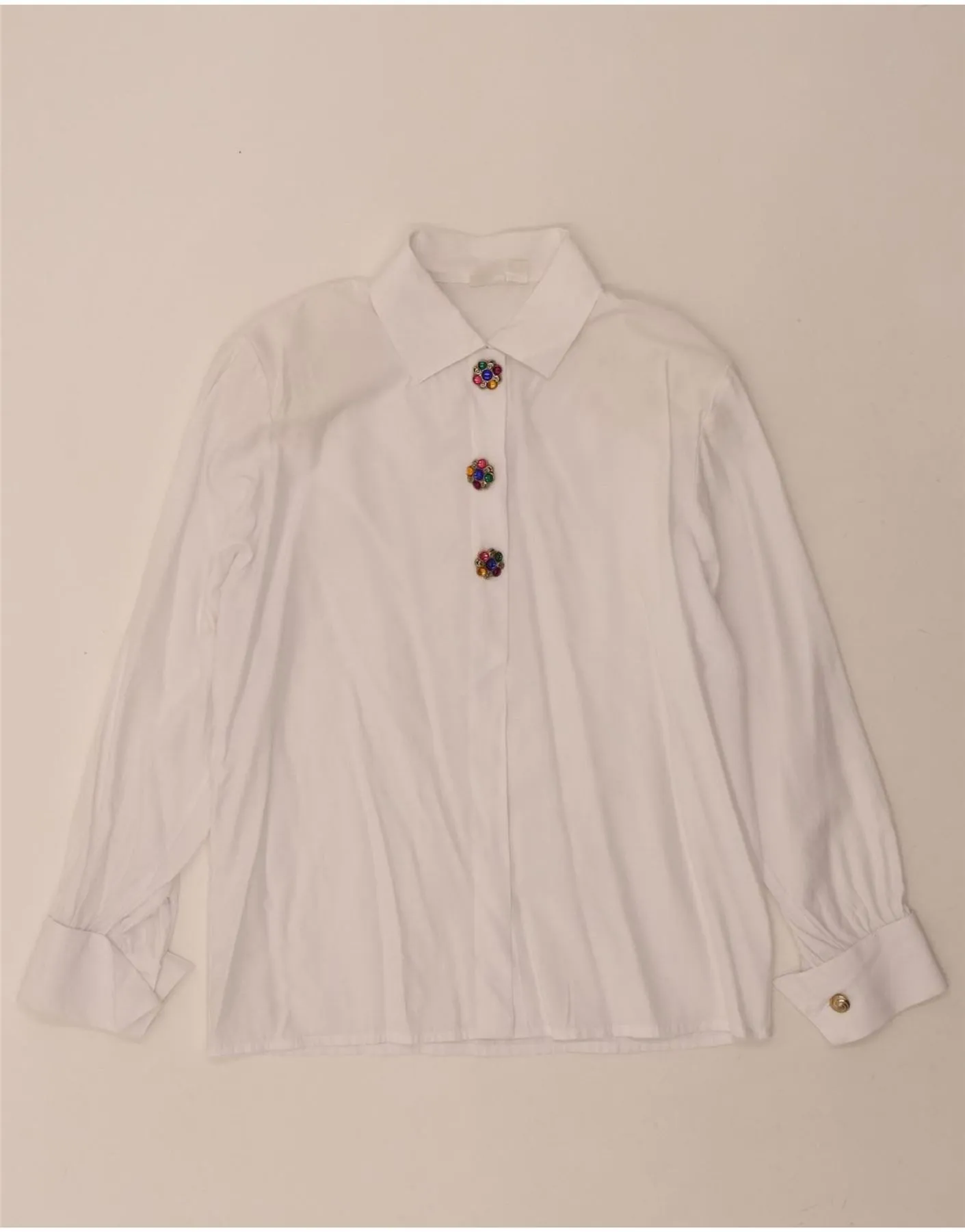 Soft Material Classic Color VINTAGE Womens Shirt Blouse EU 38/40 Medium White Viscose