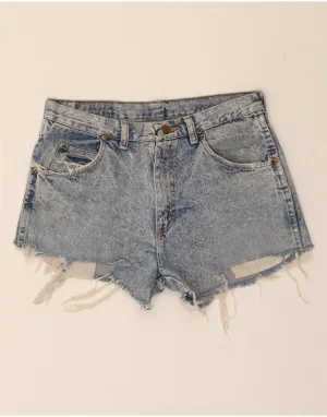 WRANGLER Womens High Waist Denim Hot Pants W32 Medium  Blue Cotton Glossy Texture