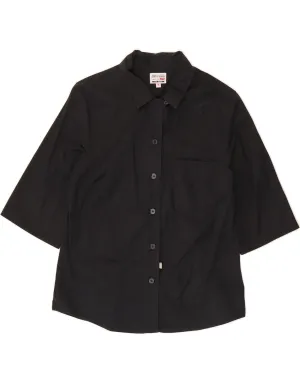 LEVI'S Womens Shirt UK 12 Medium Black Cotton Flex Fit Collar