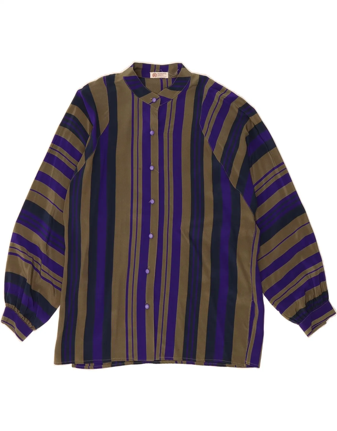 Comfortable fit VINTAGE Womens Shirt Blouse UK 18 XL Purple Striped Silk