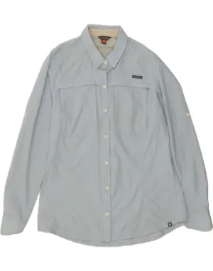 EDDIE BAUER Womens Shirt UK 16 Large Blue Check Polyester Non Iron Fabric Sustainable fashion