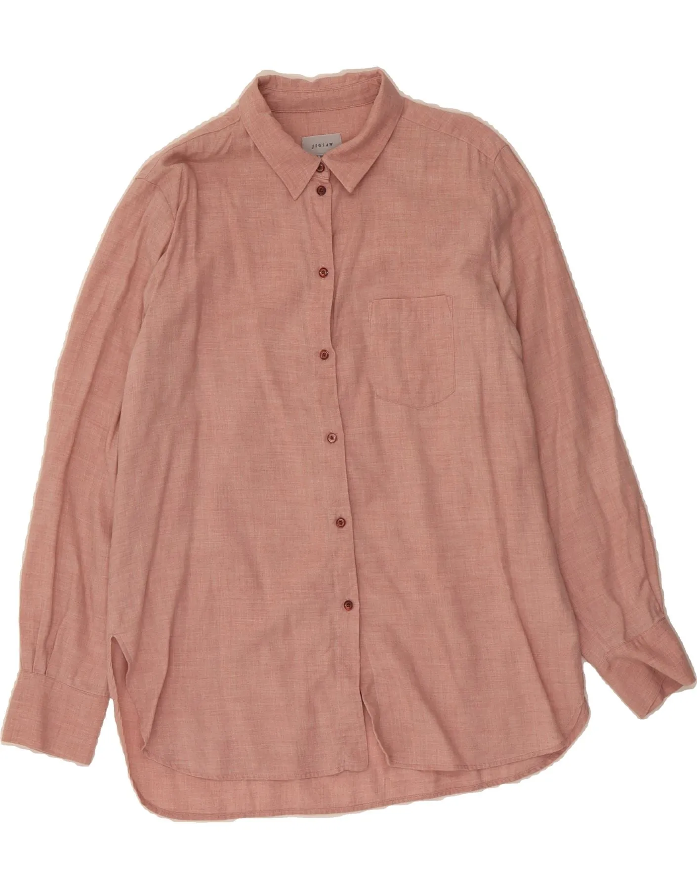 JIGSAW Womens Shirt UK 12 Medium  Pink Wool Unstructured Shoulder Anti Cling Fabric