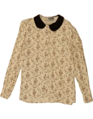 LUISA SPAGNOLI Womens Shirt Blouse IT 44 Medium Beige Floral Viscose Stretch Fabric