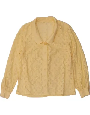 Party Ready Unstructured Shoulder VINTAGE Womens Shirt Blouse UK 18 XL Yellow