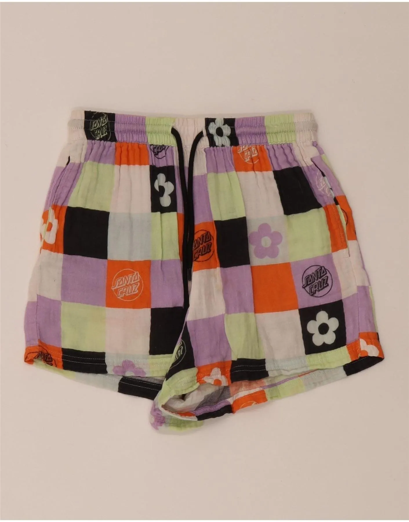 SANTA CRUZ Womens Graphic Casual Shorts Small W26 Multicoloured Patchwork Durable Quality