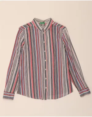 BENETTON Womens Shirt UK 6 XS Multicoloured Striped Cotton Versatile Design Lounge Wear