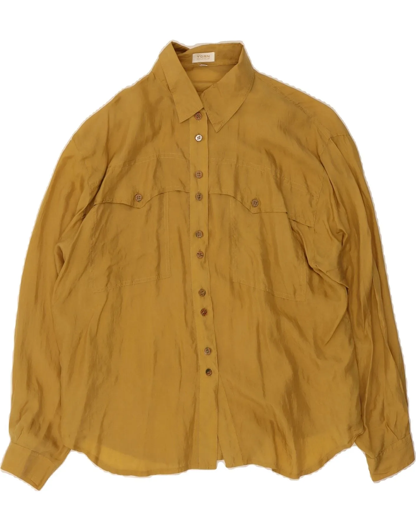 Pure Cotton Anti Pill Technology YORN Womens Shirt EU 44 XL Yellow Silk