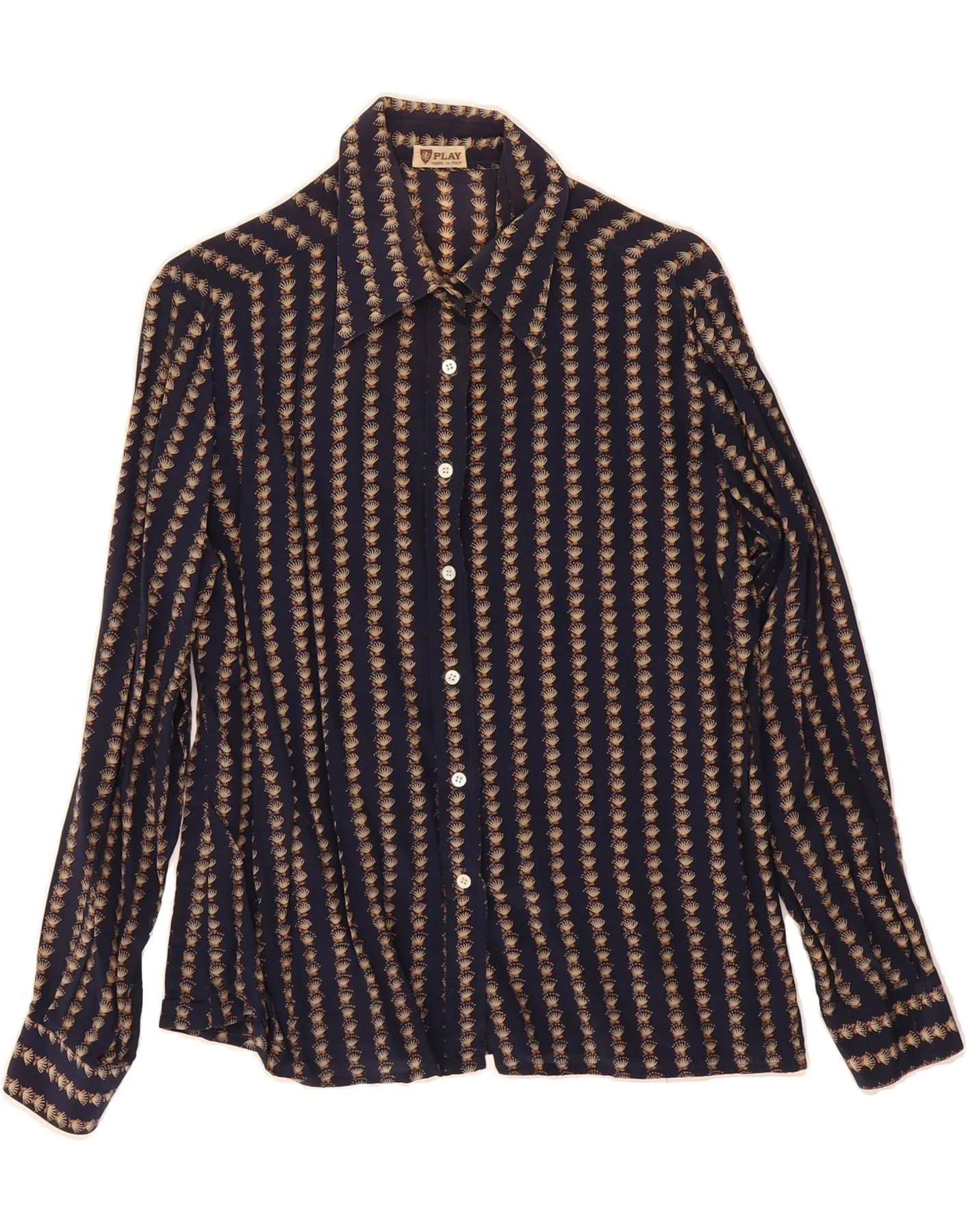 Advanced Moisture Management Fade Resistant Formula PLAY Womens Shirt UK 14 Medium Navy Blue Striped Modal