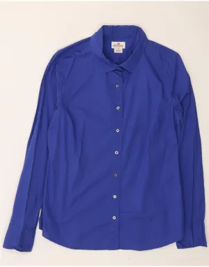 J. CREW Womens Shirt UK 14 Medium Blue Cotton Double Stitched Seams Fitted Cut