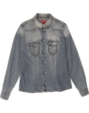 Layering Piece MUSTANG Womens Denim Shirt UK 14 Large Blue Cotton