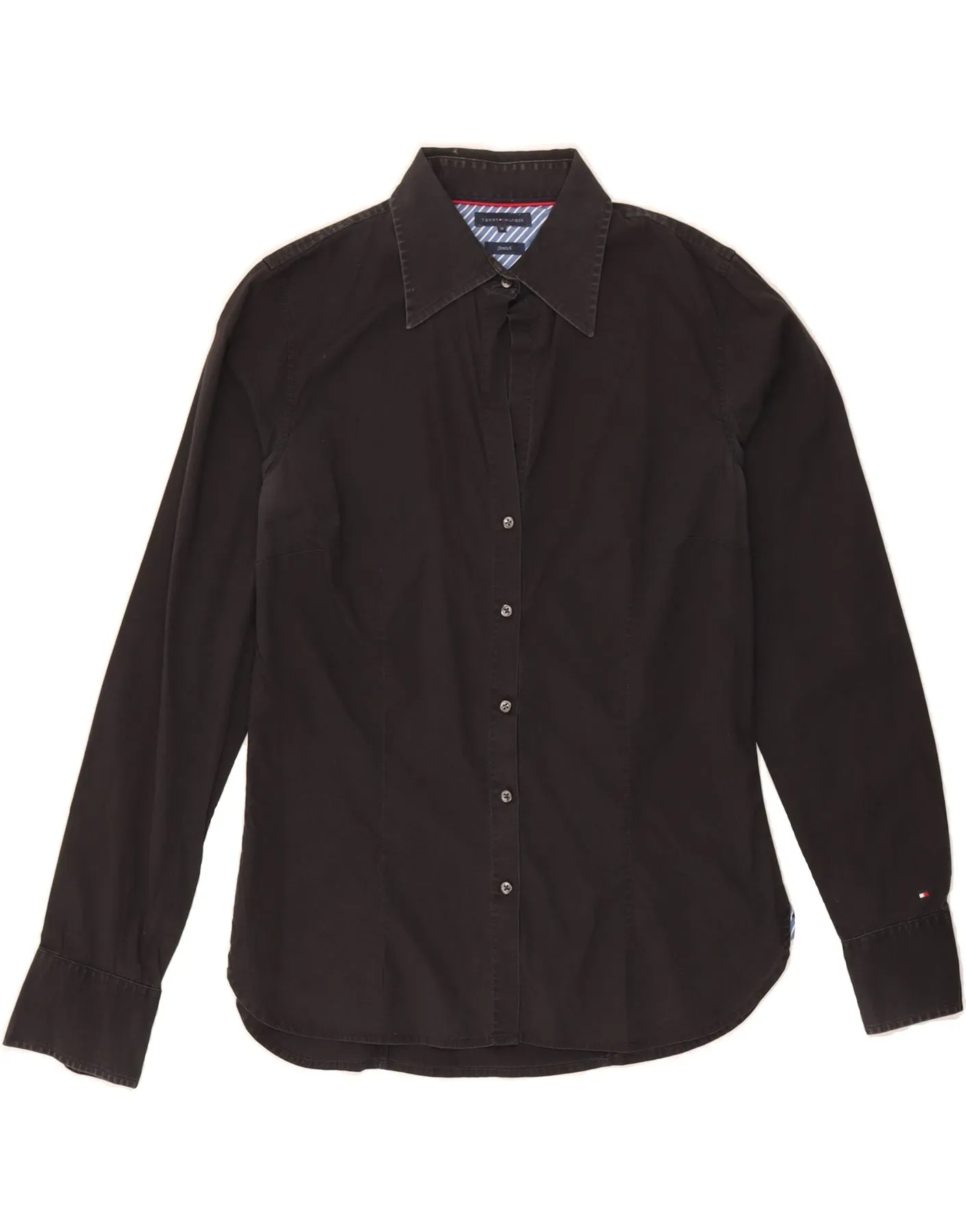 TOMMY HILFIGER Womens Shirt US 10 Large Black Cotton Moisture wicking Effortless Style