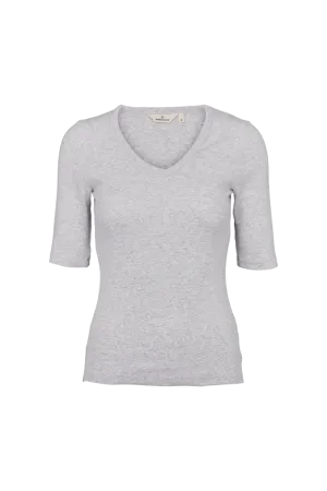 Relaxed Flex Garment Dyed Ludmilla V-Neck - Light Grey Mel.