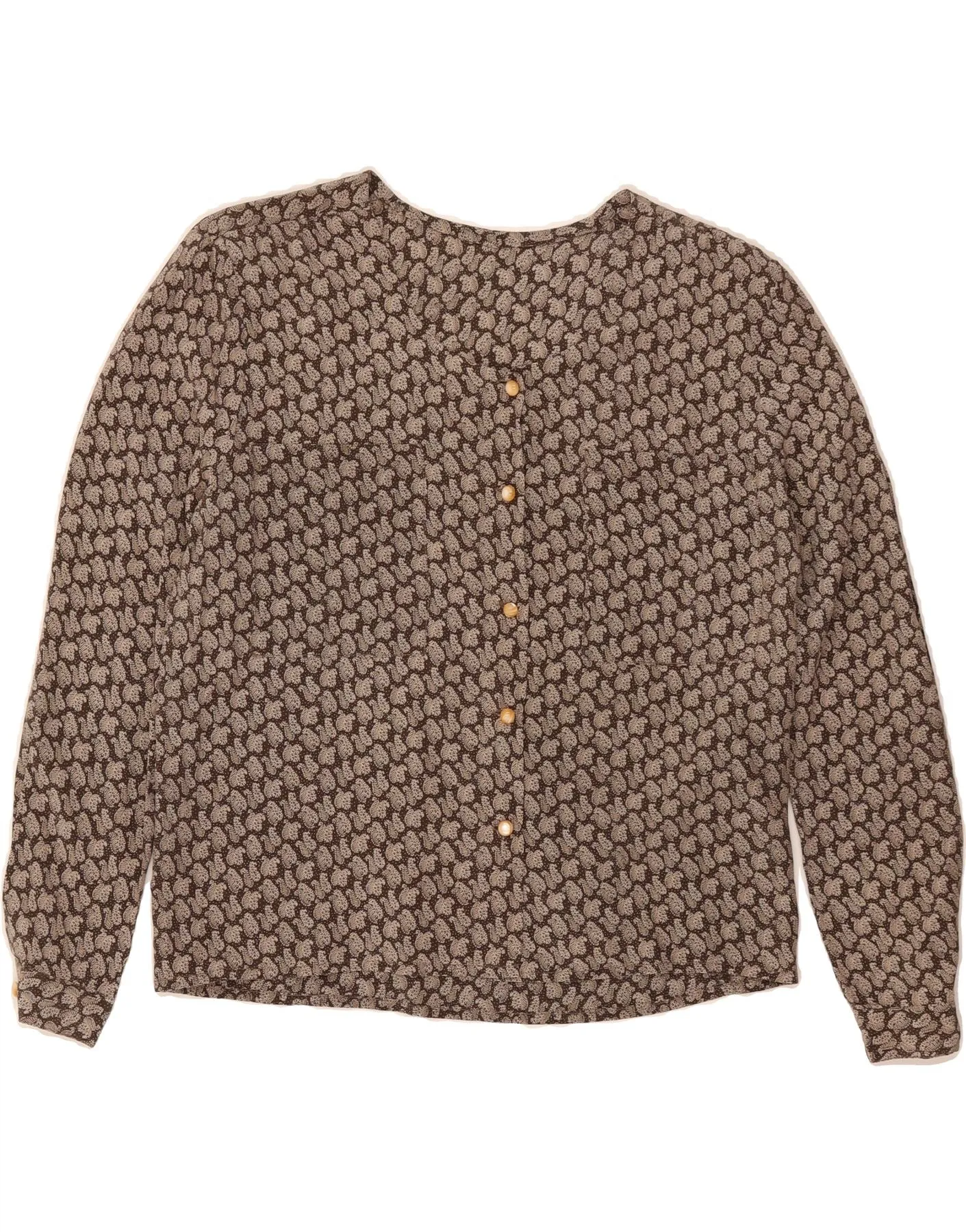 Winter Layering VINTAGE Womens Shirt Blouse UK 14 Medium Brown Paisley