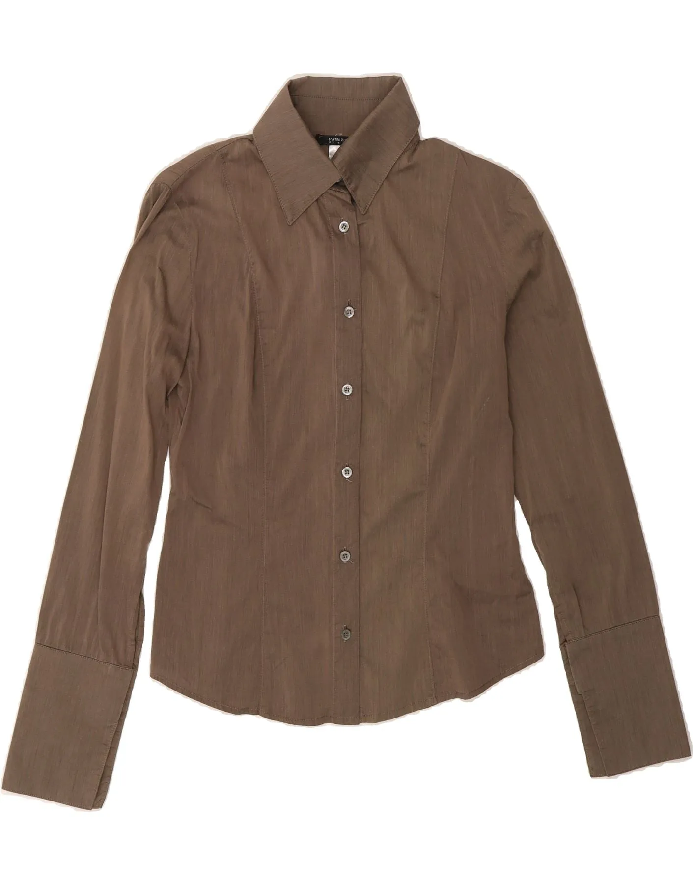 PATRIZIA PEPE Womens Shirt IT 40 Small Brown Cotton Country Escape Cocktail Event