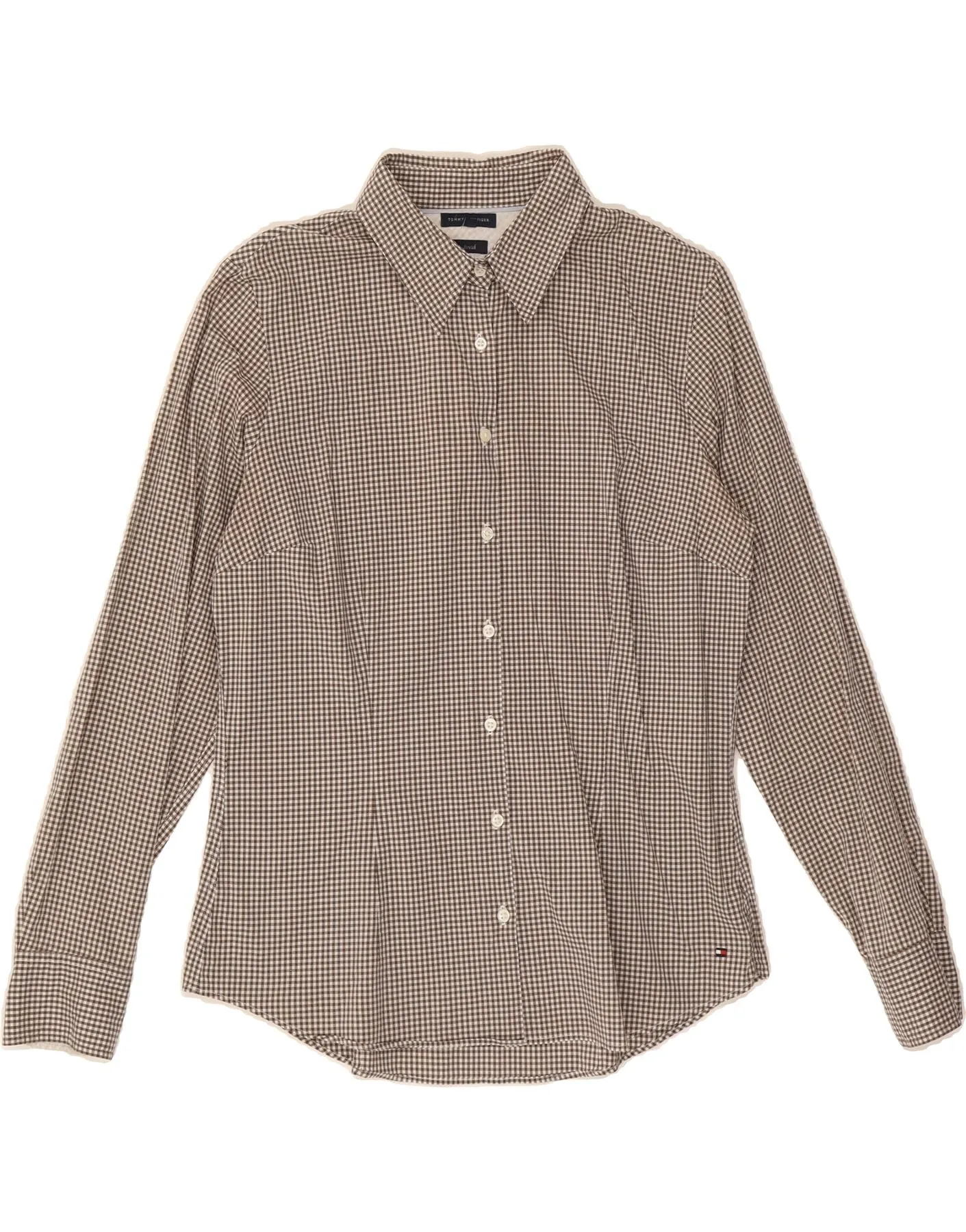 Layering Essential Midweight Textile TOMMY HILFIGER Womens Shirt US 12 Large Brown Gingham