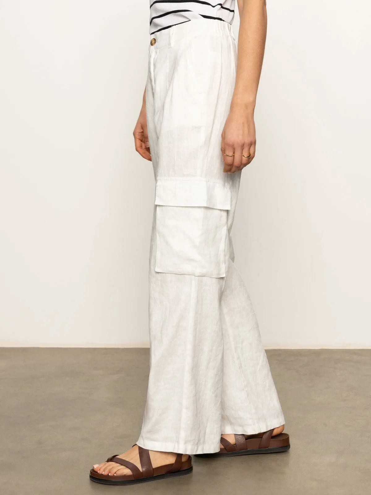 Hopper Semi High Rise Cargo Pant Bleached White Flattering Cut Fashion-Forward