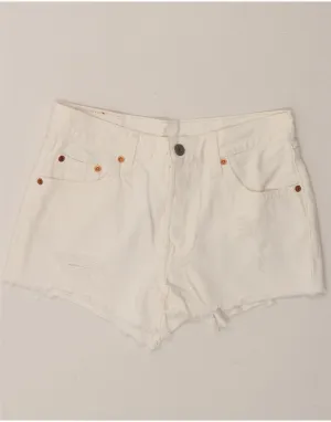 Interview Ready Breathable Underarm Vents LEVI'S Womens 501 Distressed Denim Shorts W25 XS White Cotton