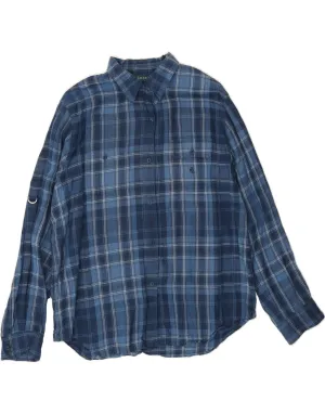 Tall friendly RALPH LAUREN Womens Shirt UK 16 Large Blue Check Linen