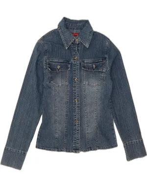VINTAGE Womens Denim Shirt UK 10 Small Blue Cotton Eco-Friendly Choice Wrinkle Resistant Material