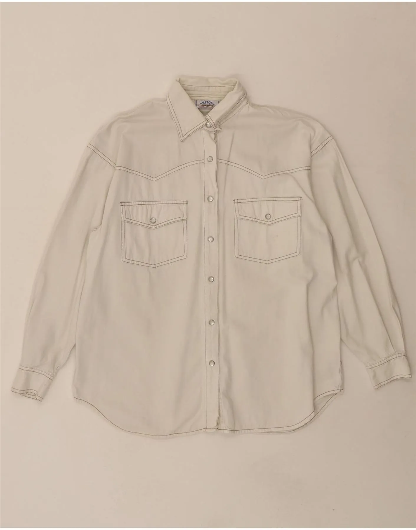 Neutral Toned Stitching ARIZONA Womens Denim Shirt UK 16 Large White