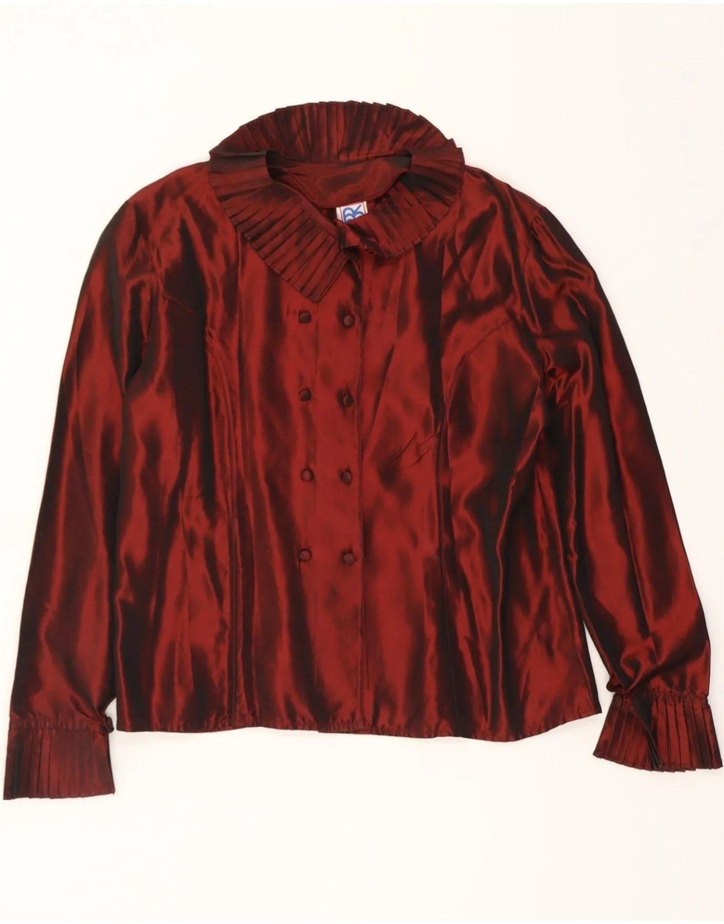 VINTAGE Womens Shirt Blouse UK 14 Large Red Acetate Minimalist fashion Odor control