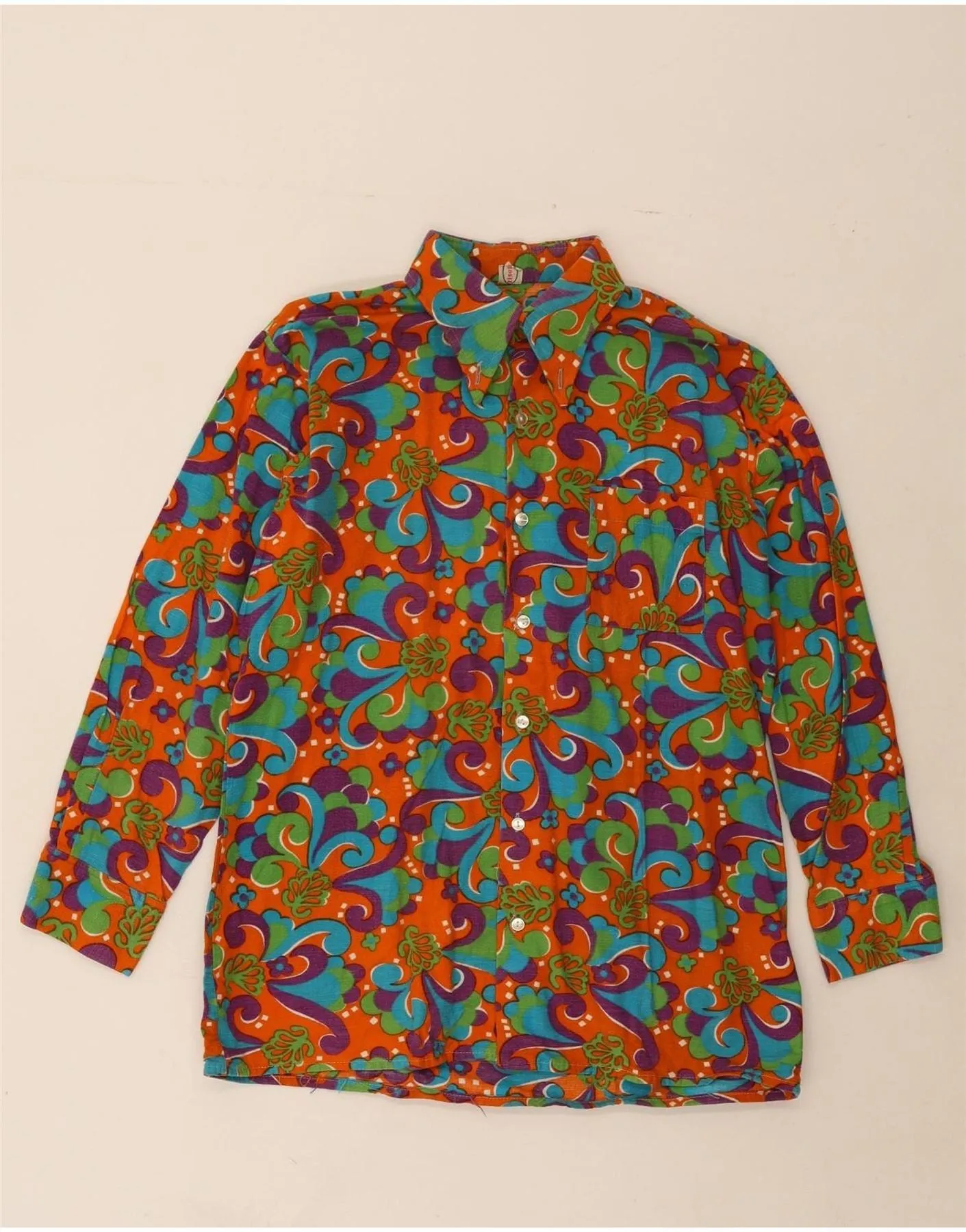 natural fiber VINTAGE Womens Shirt UK 18 XL Multicoloured Floral