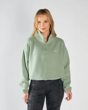 Cozy Basics Brand Reputation Mazie Fleece Half Zip Moss Green