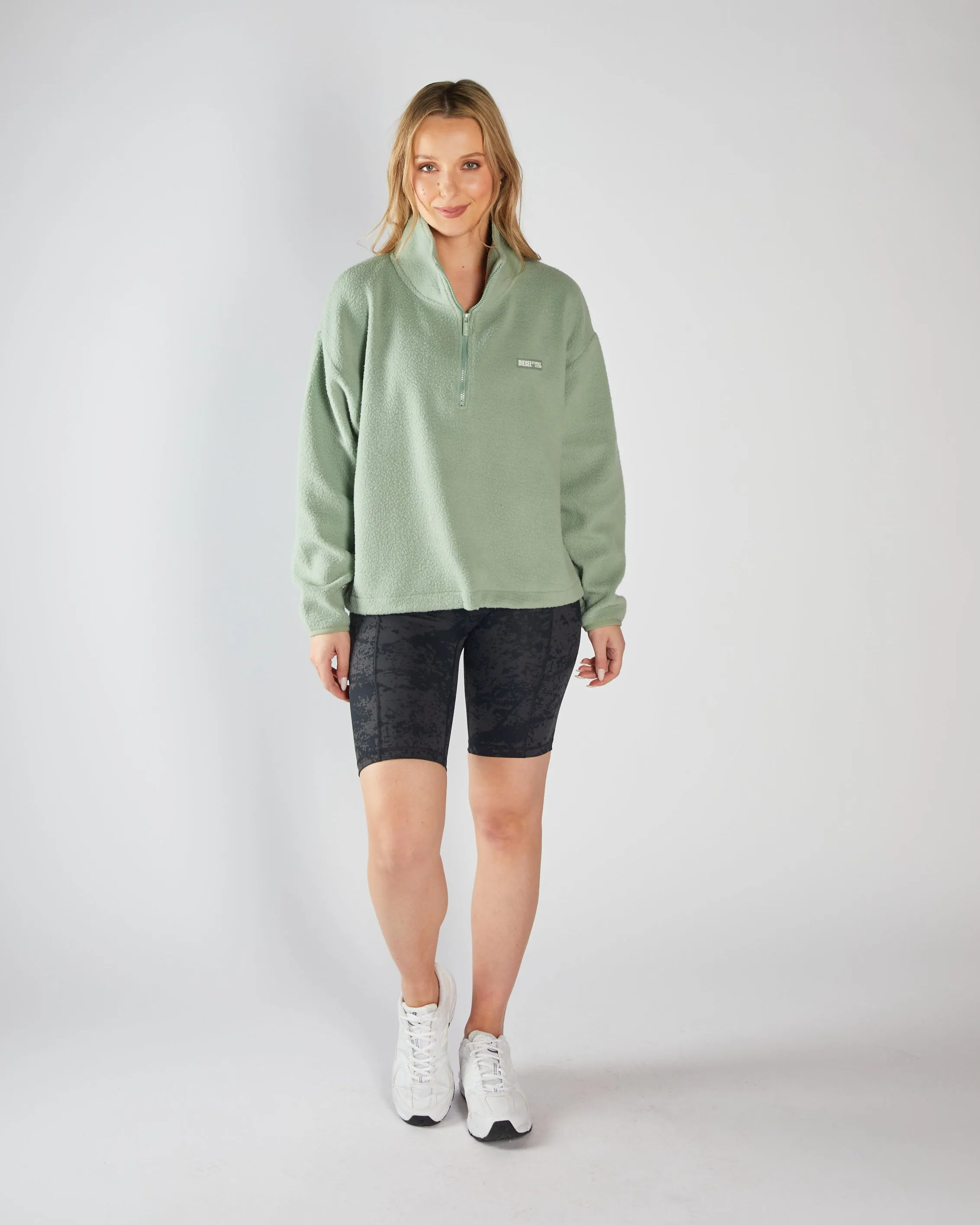 Mazie Fleece Half Zip Moss Green Classic Chic