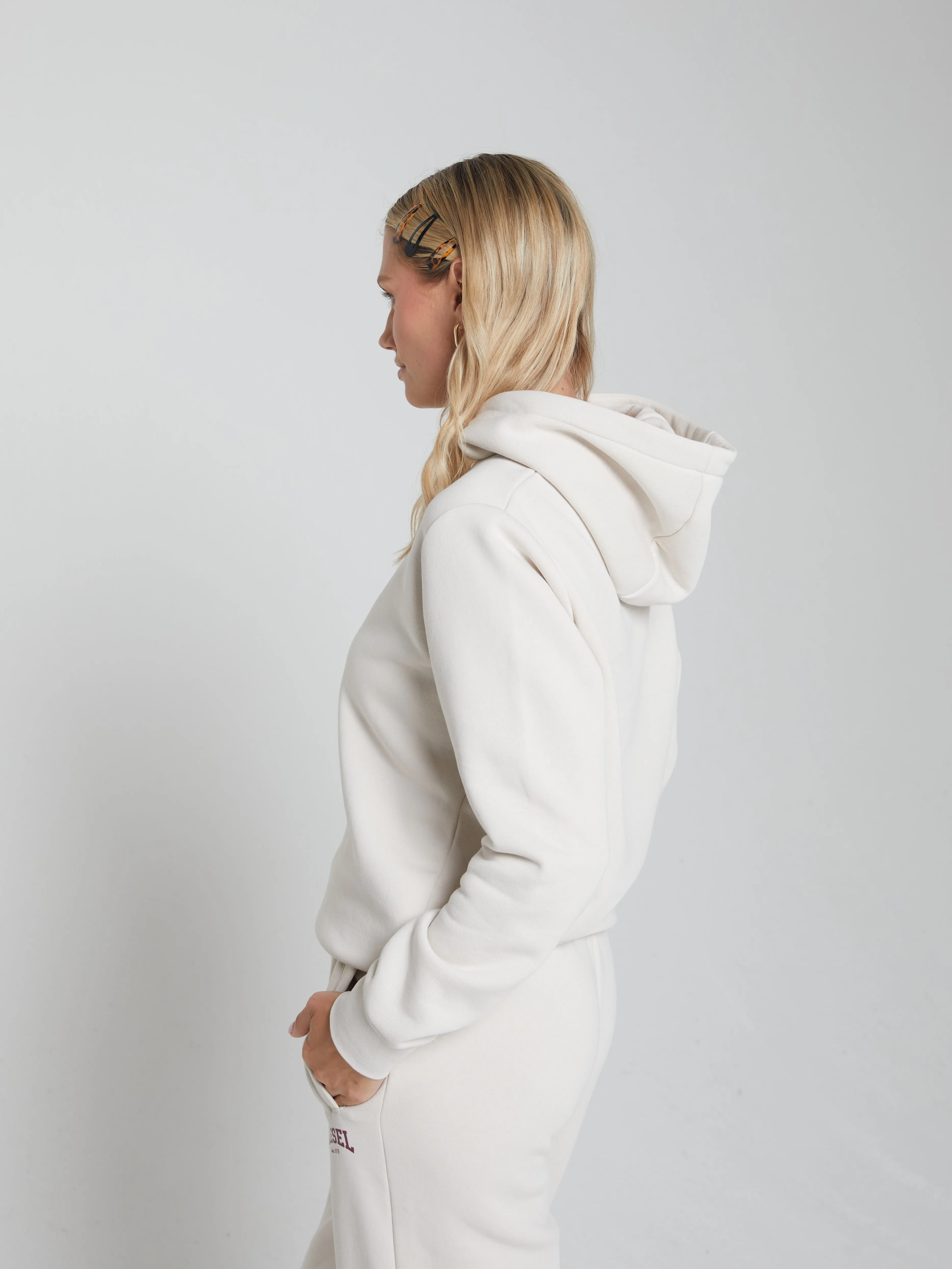 Crew Hood Stone White Cozy And Warm keychain accents