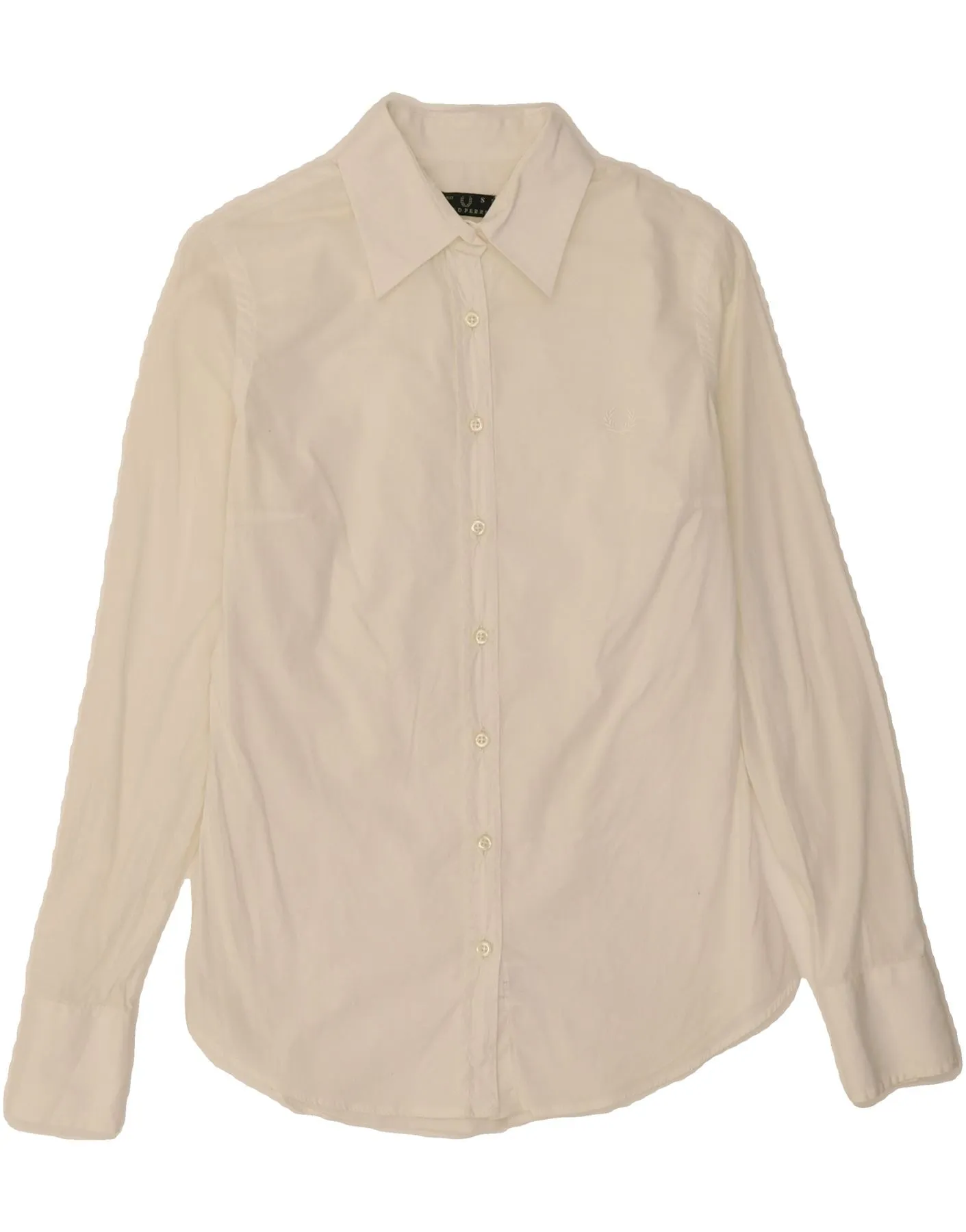 Comfort Stretch FRED PERRY Womens Shirt UK 10 Small White Cotton