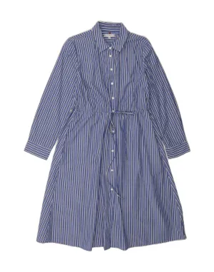 TOMMY HILFIGER Womens Shirt Dress UK 10 Small Blue Striped Cotton Eco Friendly Material Sophisticated Style