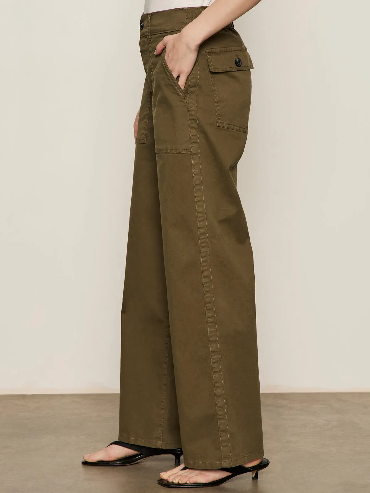 Soft Material Slim Look Fit Cruiser Full Length Pant Mossy Green
