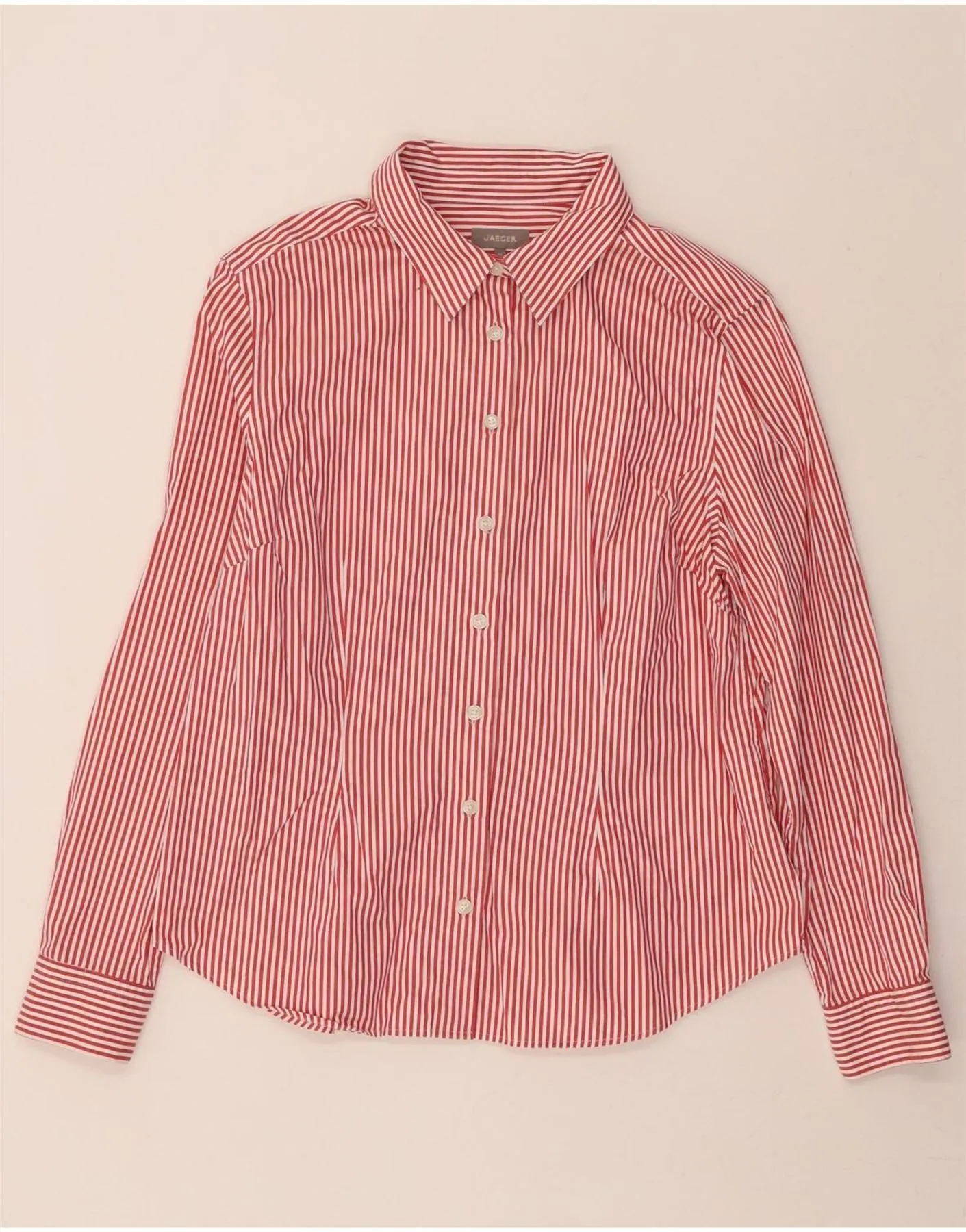 Loose style JAEGER Womens Shirt UK 14 Medium Red Pinstripe Cotton