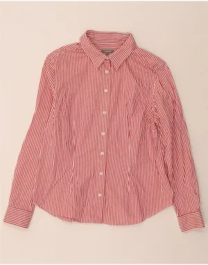 Loose style JAEGER Womens Shirt UK 14 Medium Red Pinstripe Cotton