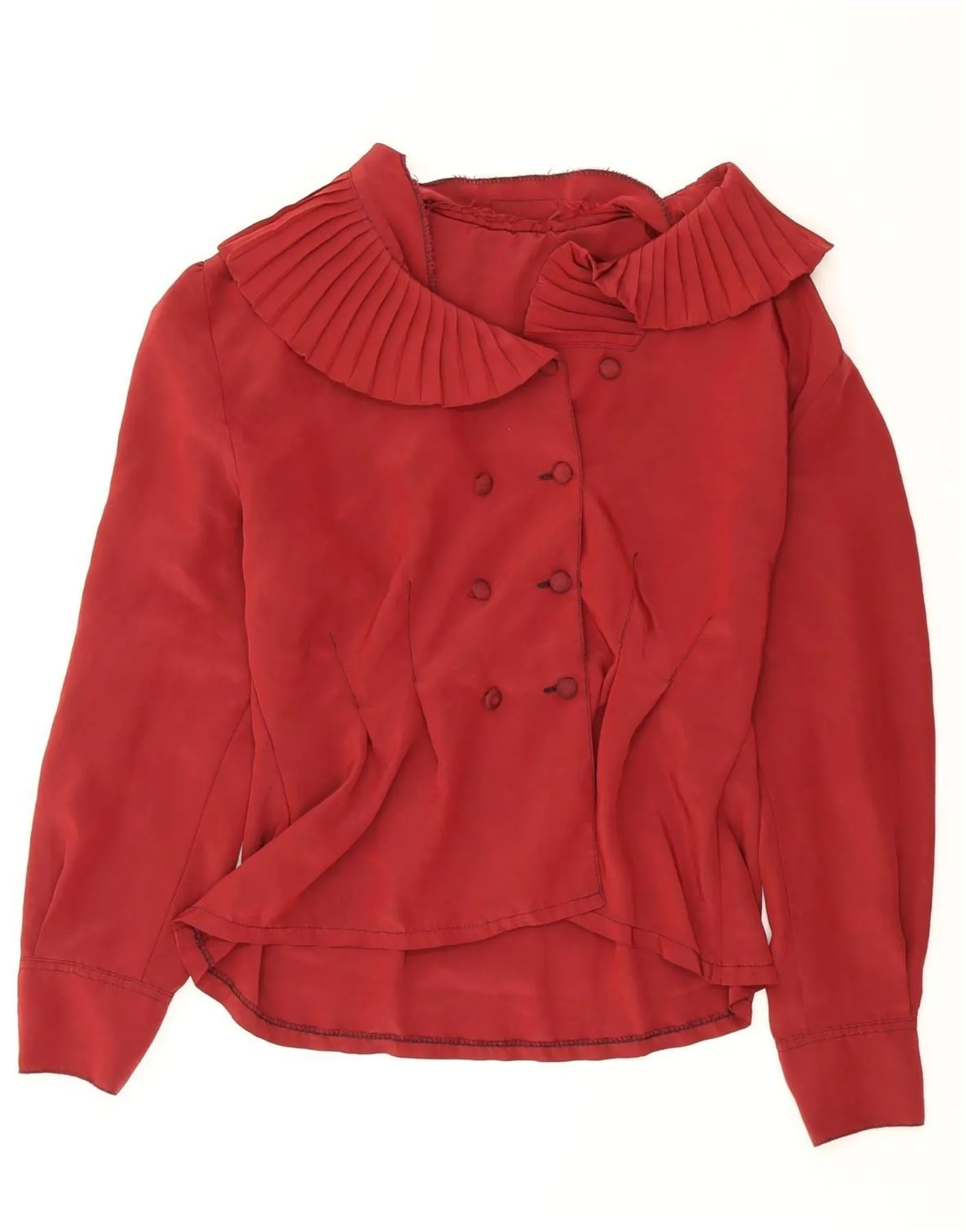 Anti Pill Treatment Autumn Look VINTAGE Womens Shirt Blouse UK 14 Medium Red