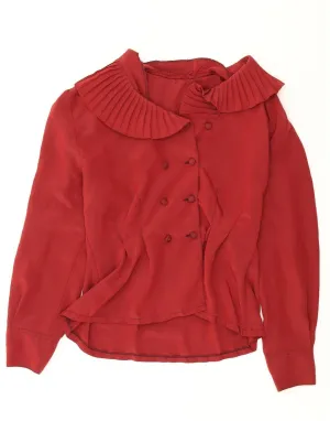 Anti Pill Treatment Autumn Look VINTAGE Womens Shirt Blouse UK 14 Medium Red