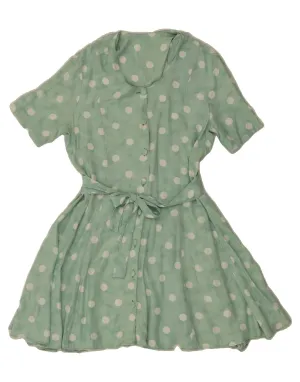 VINTAGE Womens Shirt Dress UK 14 Medium Green Polka Dot Ethical production
